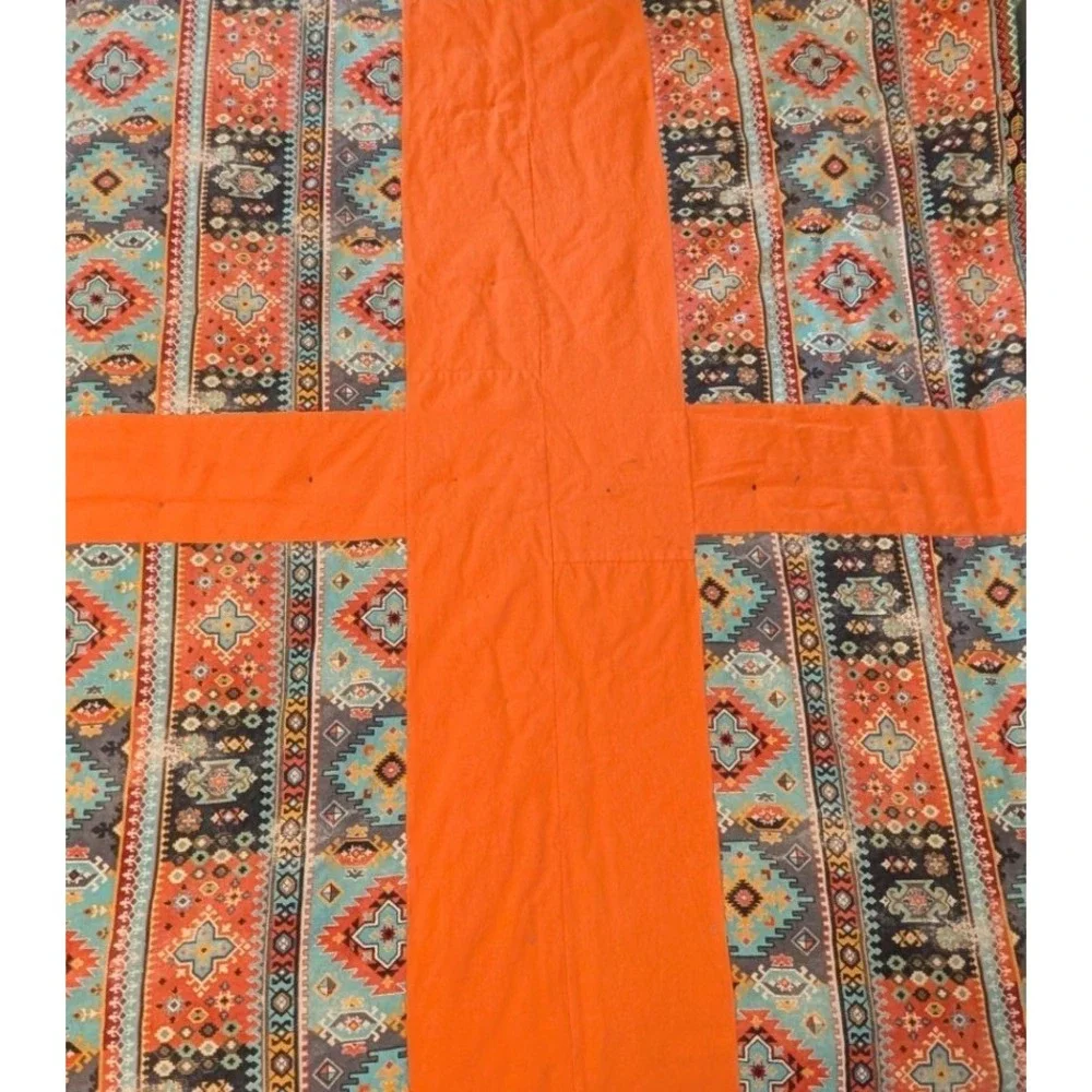 Handmade Southwestern Quilt Horse Dreamcatcher Native Tribal Patchwork Orange